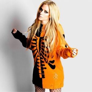 Killstar Black and Orange Skeleton Crewneck Sweater